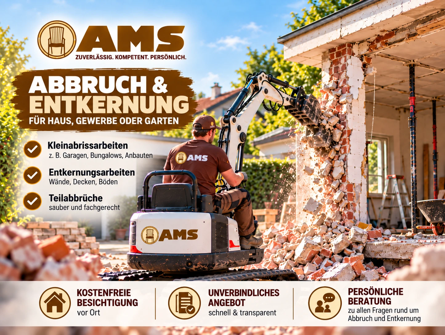 AMS Mitarbeiter bei Abriss- und Entkernungsarbeiten