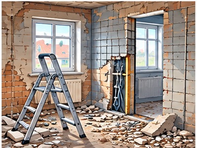 Innenraum während Rückbau und Entkernung