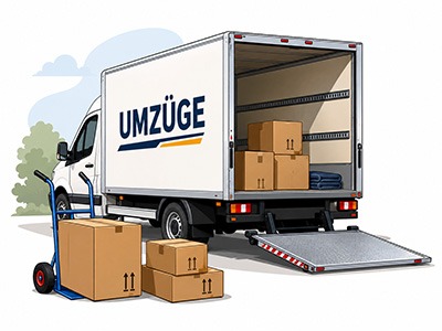 Umzugswagen mit Kartons für Kleintransporte und Umzüge
