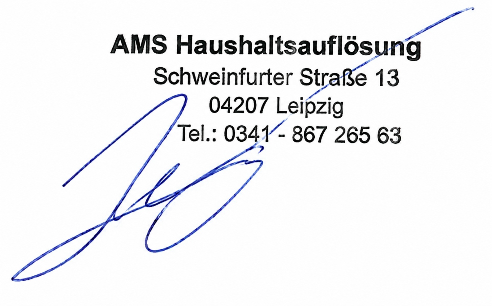Unterschrift von Mike Schlaak, AMS Haushaltsauflösung